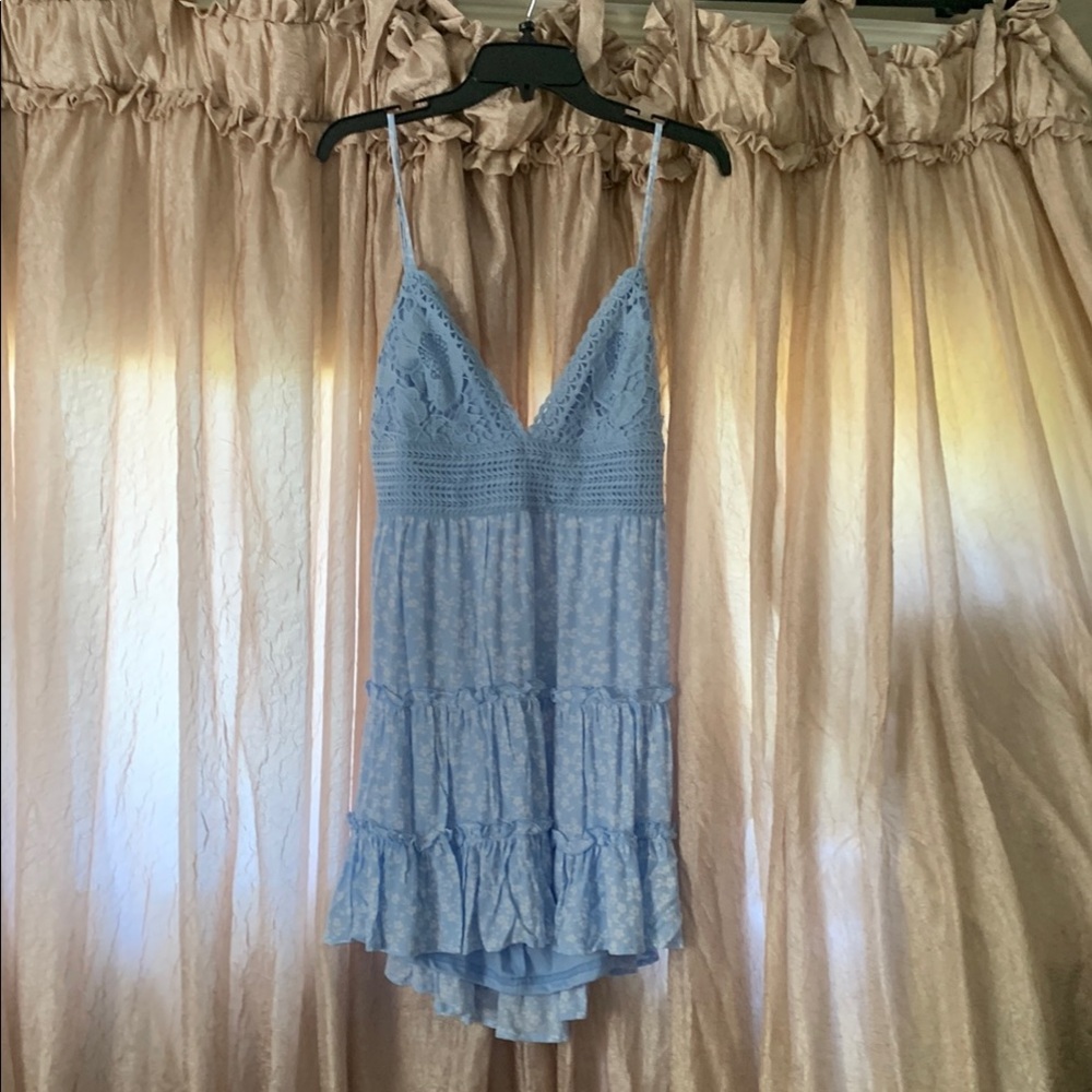 Justify Blue Babydoll Mini Dress Spaghetti Strap